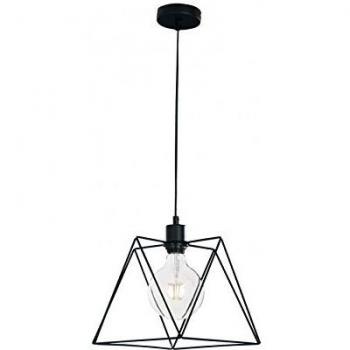 Lámpara Colgante Santana de Metal Negro, 1 Ampoule, Dimensiones 26x26x25 cm