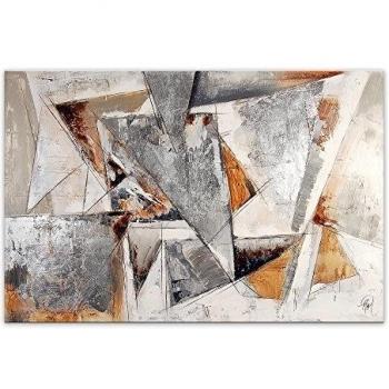 Triángulos Pintura abstrato realizada a mano y montada sobre bastidor grueso