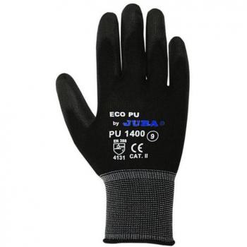 Guante de montaje Juba con palma de poliuretano negro y dorso de nylon, tamaño M08