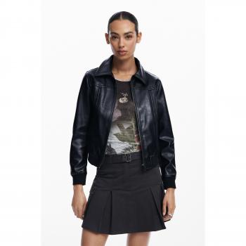 Desigual Helsinki Black Faux Leather Jacket Regular Fit XS for Women