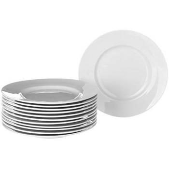 Set de 12 platos llanos blancos porcelana 26 cm