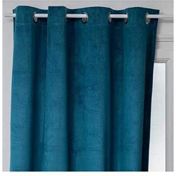 Cortina Opaca Otto en Terciopelo Azul Canard con Ojales - 140 x 260 cm