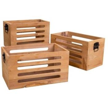 Cajas de almacenamiento Alexandra House Living Set 3 Piezas Madera de Abeto Marrón 17 x 15 x 28 cm, 25 x 13,5 x 14 cm, 22 x 10,5 x