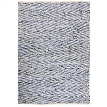 Alfombra Atlas de cuero y algodón blanco y azul 85 x 55 cm
