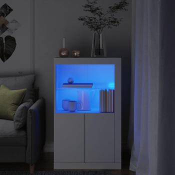 Aparador con luces LED de madera de ingeniería blanco Vidaxl