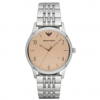 Reloj Armani Hombre AR1881 (41mm) - Reloj analógico, caja de acero inoxidable, correa de piel, resistencia al agua hasta 50 metros, esfera en color negro con detalles plateados y función de fecha