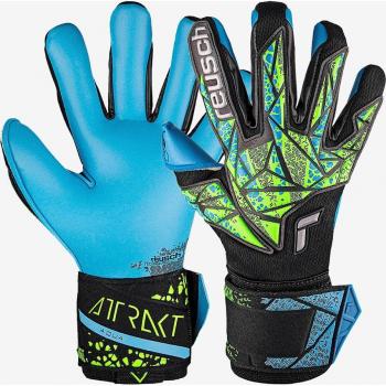Reusch Guantes de Portero Attrakt Aqua, Adulto, Unisex, Modelo 7410, Color Negro y Neón Lime/Aqua, Talla 9