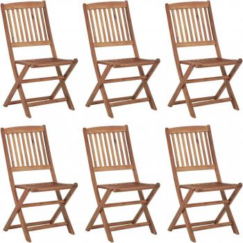 Sillas de exterior plegables de madera maciza de acacia - 6 uds