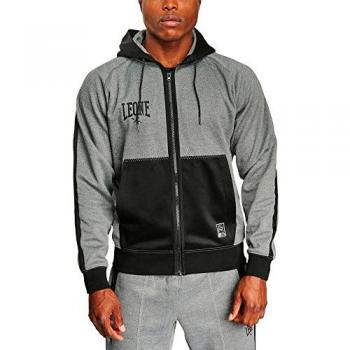 Leone1947 Sudadera con Capucha Melange Full Zip Gris Negro S Hombre