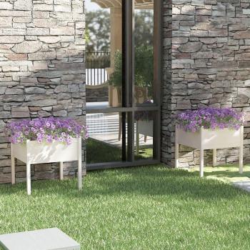 vidaXL Garden Planters 2 pcs White 70x70x70 cm Solid Pinewood