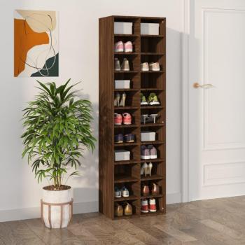 Zapatero de madera multicapa marrón roble 54x34x183 cm