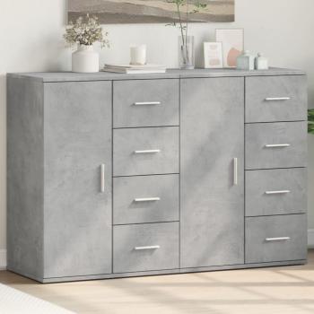 Aparador de 2 piezas de hormigón gris y madera multicapa, dimensiones 59x39x80 cm