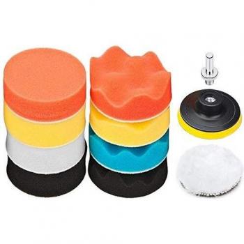 Dimoxii Esponja de Pulido Coche 11pcs Set de Almohadillas para Pulir Almohadillas Kit de Ajuste con Taladro Adaptador para Coche