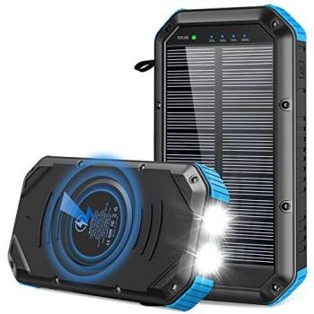 Cargador Solar, Banco de Energía Solar de 30000mAh Inalámbrico Batería Externa Power Bank con 6 Puertos USB QC3.0 USB C PD18W para iPhone Samsung, Linterna LED para Camping Senderismo Viajes