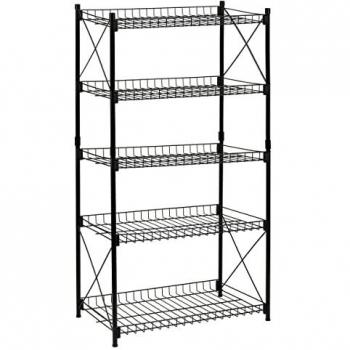 Estantería Confortime 5 Niveles Metal (52 x 34 x 110 cm) - Estantes de organización para cocina, sala de estar, baño y oficina, color blanco y negro