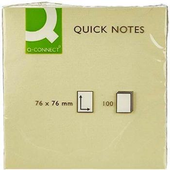 Q-Connect - Bloc De Notas Adhesivas Quita Y Pon 76X76 Mm Con 100 Hojas