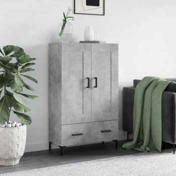 Aparador alto de madera de ingeniería en color gris hormigón, dimensiones 69,5x31x115 cm, mueble de almacenaje para salón, buffet y armario auxiliar