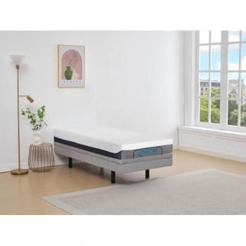 Cama eléctrica de relajación decorativa + colchón de memoria viscoelástica - 90 x 200 cm - Tela - Gris - MENASINA