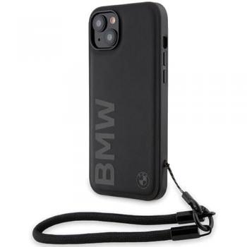 Funda para Móvil BMW BMHCP15M23RMRLK iPhone 15 Plus / 14 Plus 6.7 Pulgadas, Color Negro, de Cuero Signature con Palabra Marca Cord