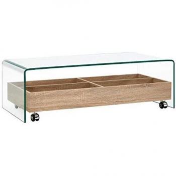 vidaXL Mesa Baja Clara, 98 x 45 x 31 cm, Cristal Templado