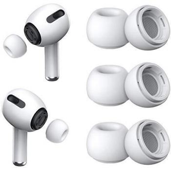 Almohadilla de Repuesto 3 Pares para Airpods Pro con Orificio para ReduccióN de Ruido Y Caja de Almacenamiento PortáTil y se Ajustan Al Estuche de Carga