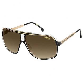 Carrera Grand Prix 3 Sunglasses - Size: ONESIZE, Color: Yellow, Gender: Male, Lens Size: 64 MM, Style: Aviator, Frame Color: Black and Gold, Lens Type: Brown Gradient