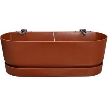 Elho Greenville Easy Balcony 52 - Jardinera por Balcón - Ø 52 x H 19.4 cm - Marrón/Ginger Brown