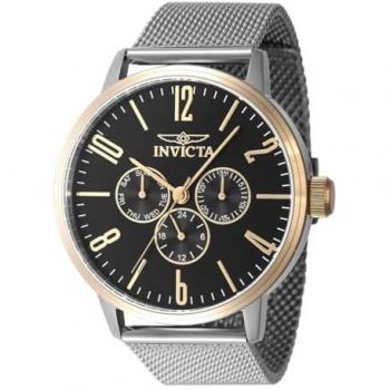 Invicta Specialty Quartz Watch - Silver Grey Dial with Black Brass, Men's Size