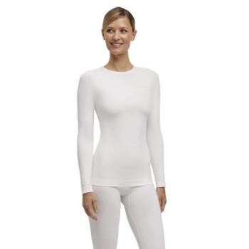 Falke Women's Long Sleeve Warm Base Layer T-Shirt - Eco-Friendly Quick Dry Top, White