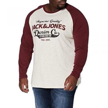 Jack & Jones JJERAGLAN Logo tee L/S PS Camiseta, Port Royale, 4XL/6XL para Hombre