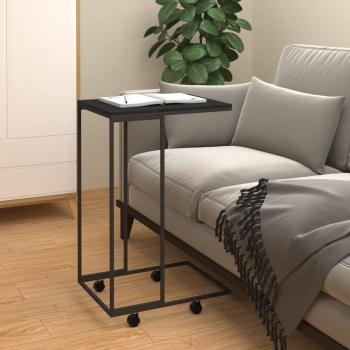 vidaXL Side Table with Wheels - Black, 40x30x63.5 cm, Engineered Wood