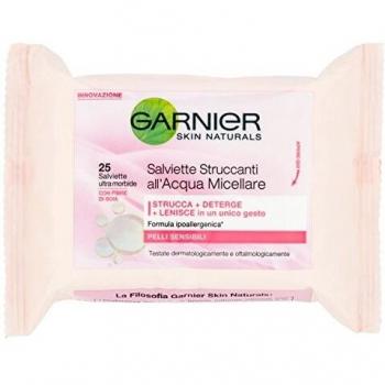 Toallitas desmaquillantes de agua micelar para pieles sensibles de Garnier