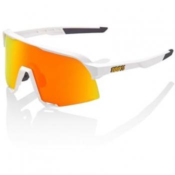 100% S3 Sport Performance Cycling Sunglasses (Soft Tact White - HiPER Red Multilayer Mirror Lens)