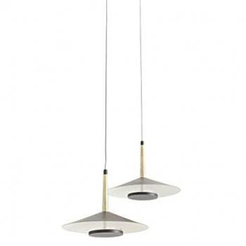 Lámpara Colgante LED Orion 2 Luces 16W 3000K Negro/Cuero