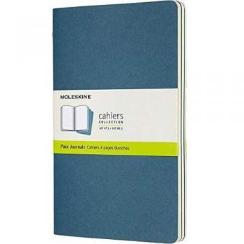 Moleskine - Cahier Journal Cuaderno de Notas, Set de 3 Cuadernos con Páginas , Tapa de Cartón y Cosido de Algodón Visible, Color Azul Teal