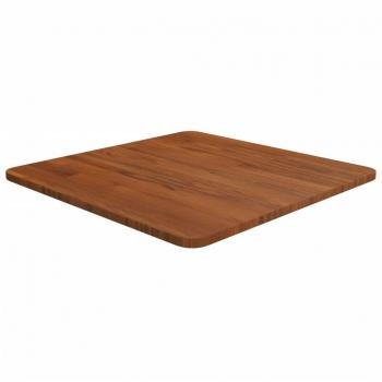 Mesa cuadrada de madera de roble marrón oscuro, dimensiones 50x50x1,5 cm, tratada