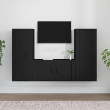 Set de muebles para TV 3 piezas madera contrachapada negro vidaXL