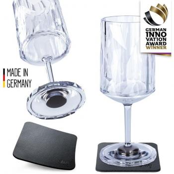 Silwy High-Tech Transparent Magnetic Wine Plastic Glasses - Set of 2 (200 ml)