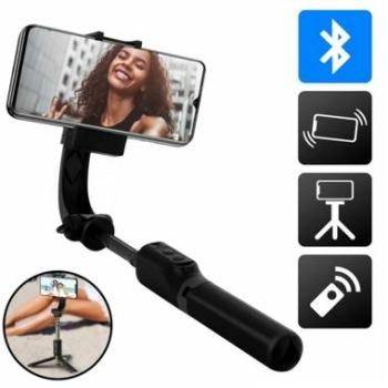 Palo Selfie 3 en 1 AKASHI con Estabilizador y Mando Bluetooth - Negro