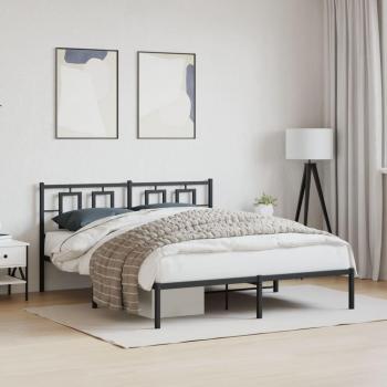 Cama amarilla con cabecero de metal negro 160x200 cm