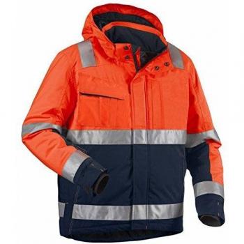 Chaqueta de trabajo de invierno alta visibilidad stretch Blaklader 4870, naranja fluorescente/azul marino, talla XXXL
