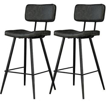 Taburetes de cocina Rendez-Vous Déco de cuero sintético gris/negro 66 cm (juego de 2)