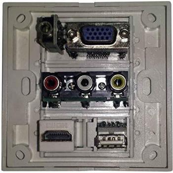 SATYCON Placa Tapa Pared Universal HDMI VGA 3XRCA USB Jack