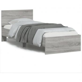 Cama con cabecero y luces LED Sonoma gris 90x200 cm