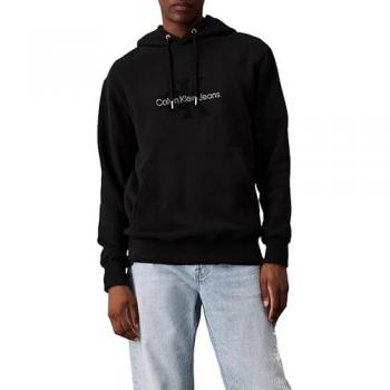 Calvin Klein Jeans Men's Black Chenille Monogram Hoodie - Size L