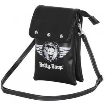 Bolso Móvil Betty Boop Motor Love, Negro, 12 x 20 cm, con Cierre Seguro y Correa Ajustable