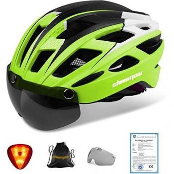 Casco bicicleta/Casco Bicic con luz,Certificado CE, casco bicicleta adulto con Visera Magnética Desmontable Gafas de Protección Super Light Casco Integral de Bicicleta Skateboarding Ski & Snowboard