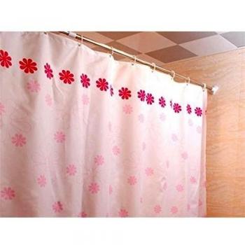 SUN-Patrš®n de flores impermeable y resistente al moho tejido de polišŠster cortina de ducha de ba?o conjunto con ganchos , pink 180*180cm