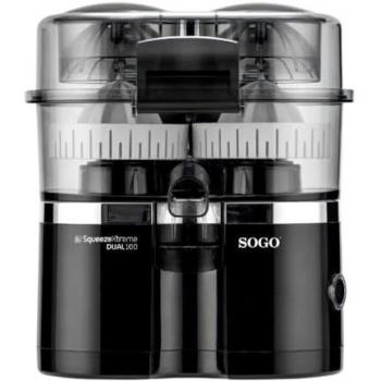 Exprimidor de Zumo Doble Sogo XL con Elevación Automática 100W y Piezas Aptas para Lavavajillas