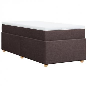 Cama box spring con colchón de tela marrón oscuro 80x200 cm